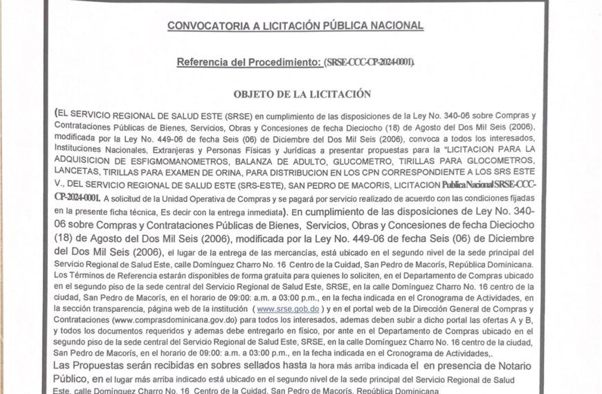 Convocatoria a licitaci&oacute;n p&uacute;blica nacional