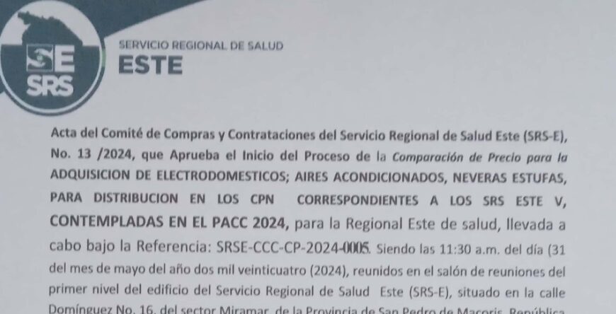SRS Este inicia proceso de comparaci&oacute;n de precios para adquisici&oacute;n de electrodom&eacute;sticos