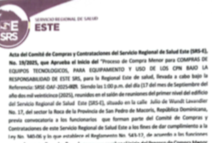 Acta 19/2025 del Comit&eacute; de Compras del SRS Este