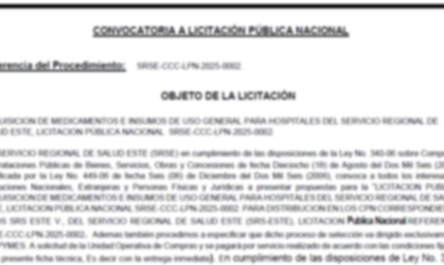 Convocatoria a Licitaci&oacute;n P&uacute;blica Nacional