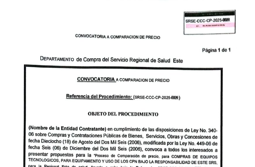 Convocatoria a Comparaci&oacute;n de Precio
